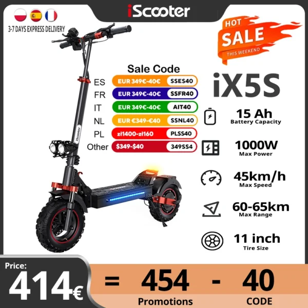iScooter iX5S Electric Scooter Rear Drive